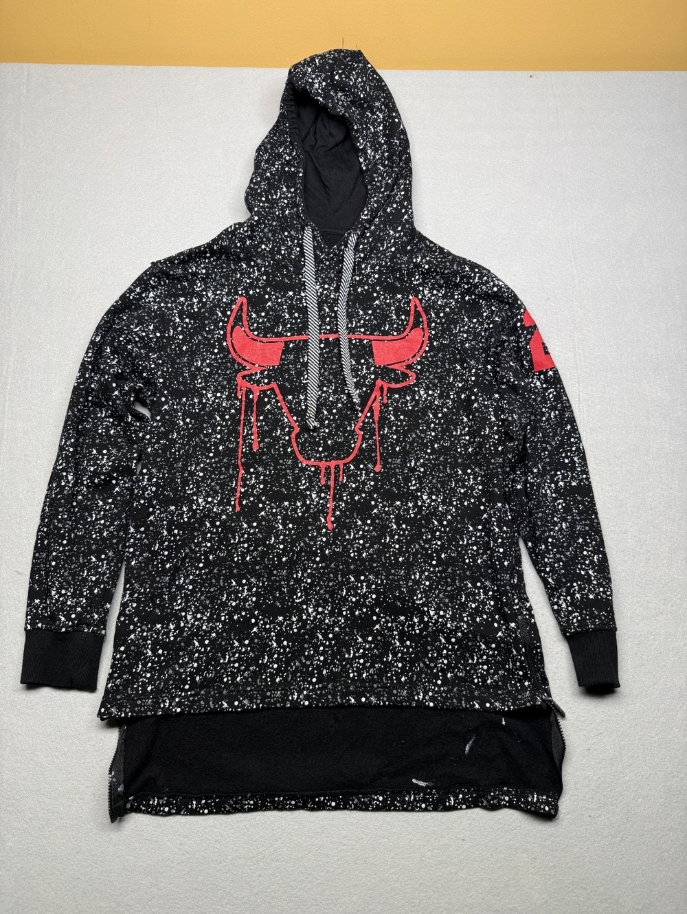 Chicago Bulls Hoodie Regular Black Red Graphic Print Large